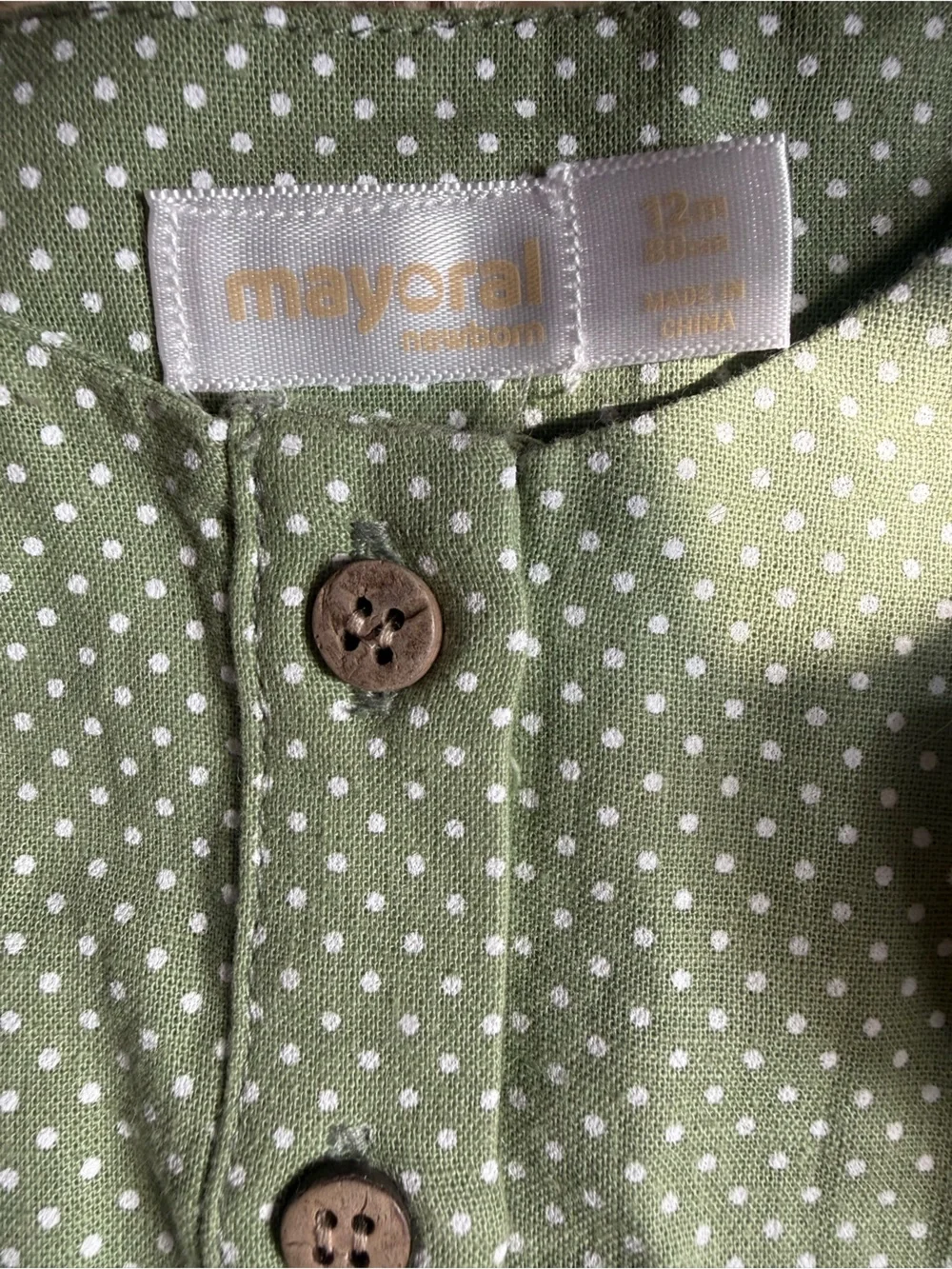 Mayoral Olive Green Polka Dot Button-Down Top